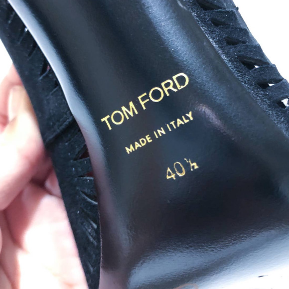 Tom Ford Black Suede Laser Cut Out Stiletto Pumps Heels Size 40.5 or US 10.5 - Picture 8 of 11